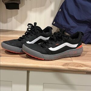 Vans Black and Gray Sneakers with Red Accents